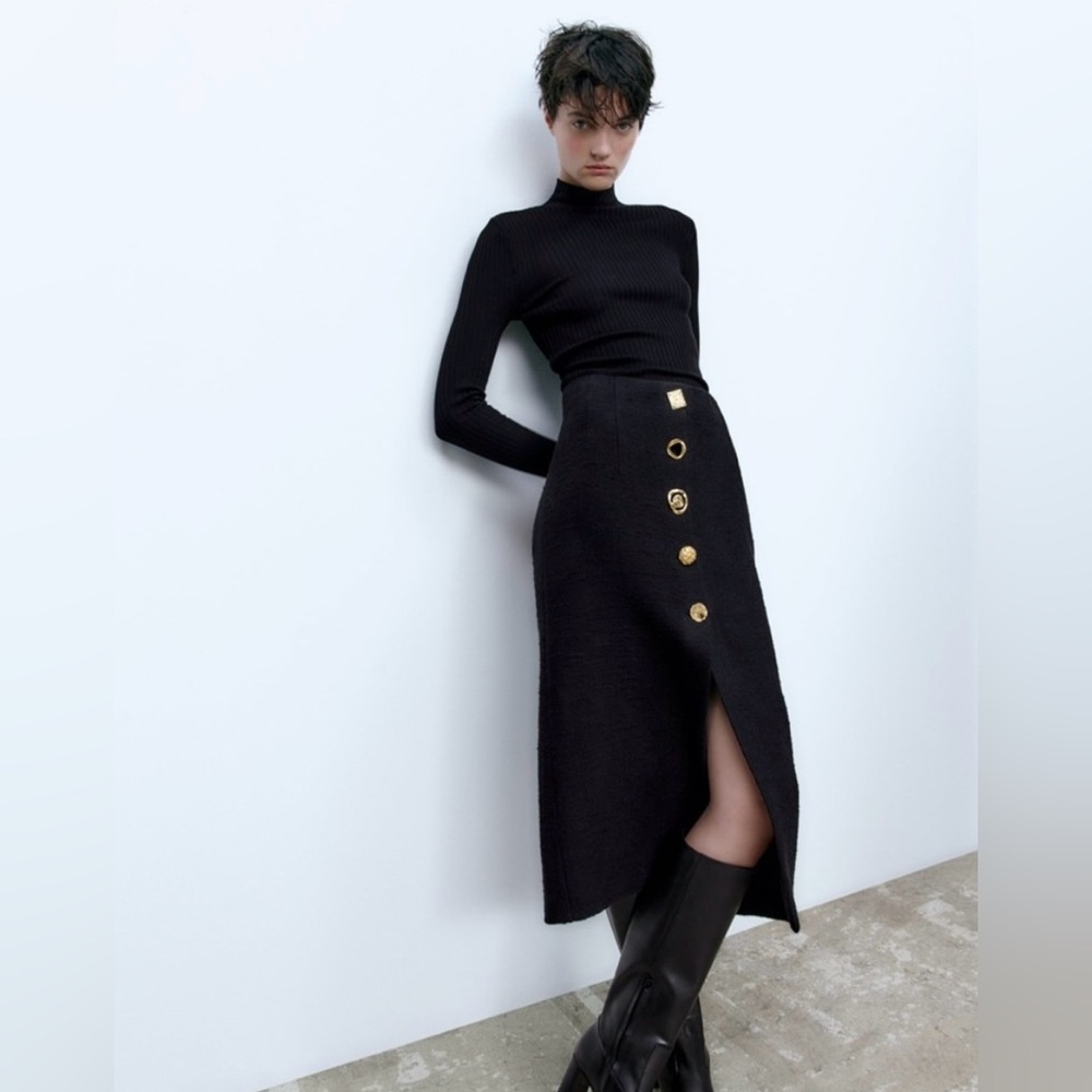 Zara high Waist Tweed Midi
